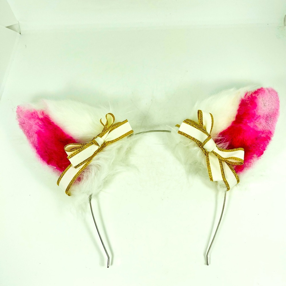 Fursuit Cat Dog Fox Ears Headband With Bows Handmade Kawaii Anime Furry